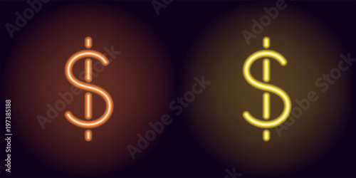 Orange and yellow neon dollar sign