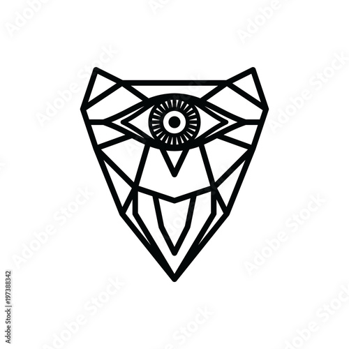one eye owl logo logotype theme vector