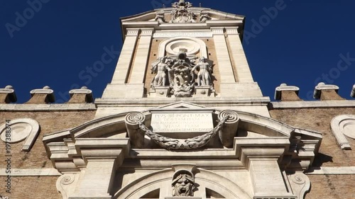 Porta Pia ancient gate in the Aurelian Walls of Rome, Italy photo