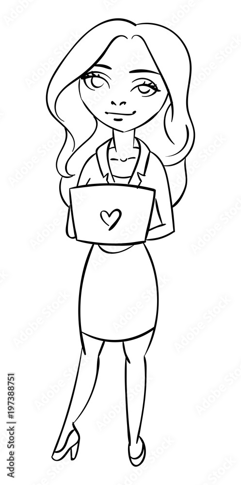Glamour Business woman in elegant dress with laptop. Glamour Business woman in elegant dress with laptop.