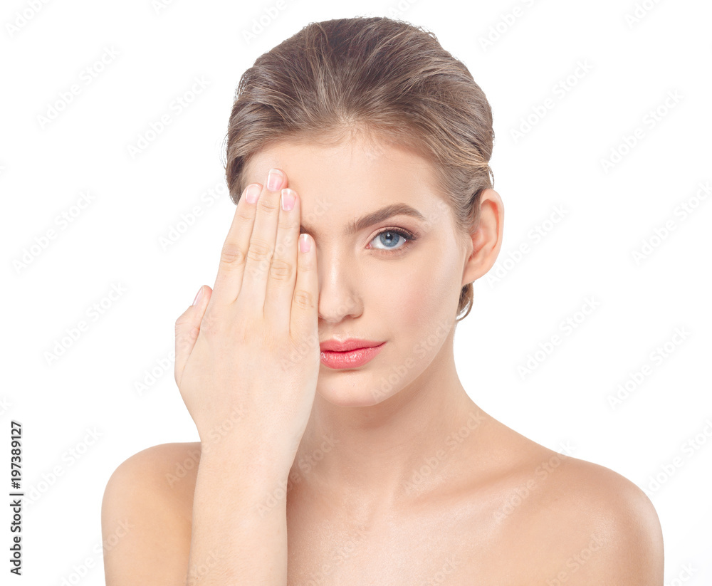 Young beautiful woman face portrait with healthy skin. Young beautiful woman face portrait with healthy skin.