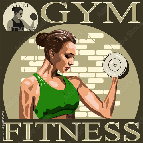 athletic woman with dumbbells