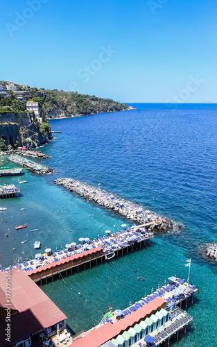 Scenic aerial view of Sorrento, Neapolitan Riviera, Italy, during summertime