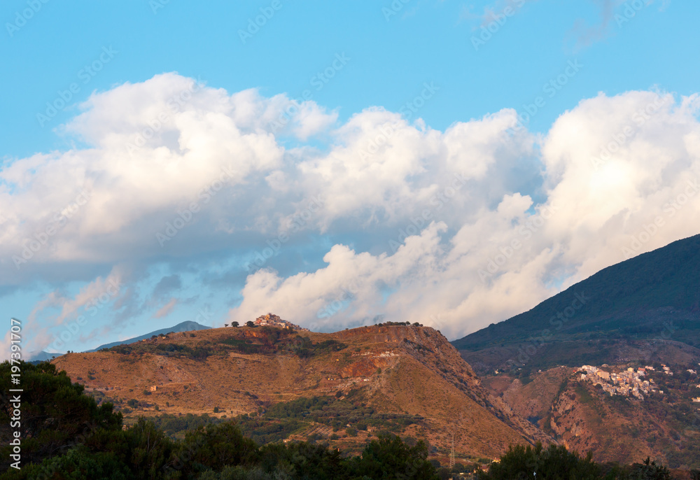 Cosenza mountains summer evening view, Italy