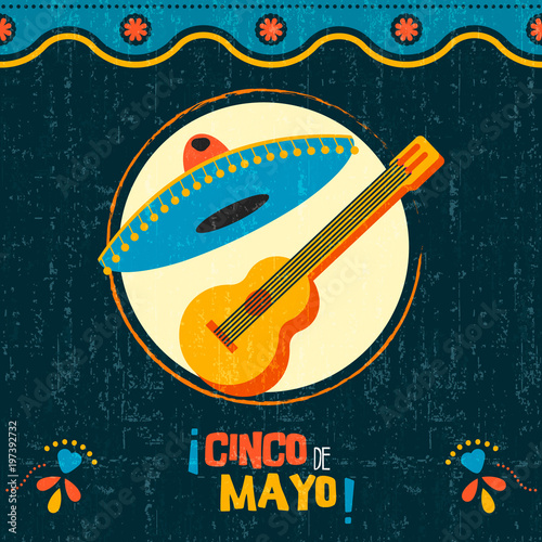 Cinco de mayo mexican mariachi party poster art