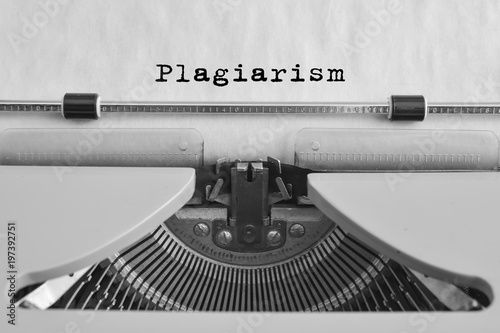 Plagiarism typed on an old typewriter. vintage thing. Copyright. Close-up