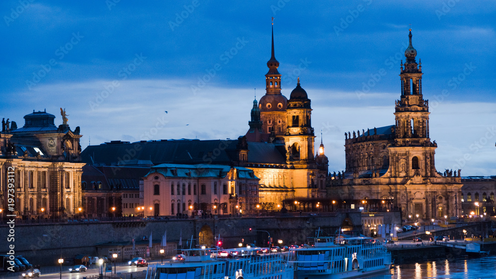 Dresden evening view of the city. Dresden evening view of the city.