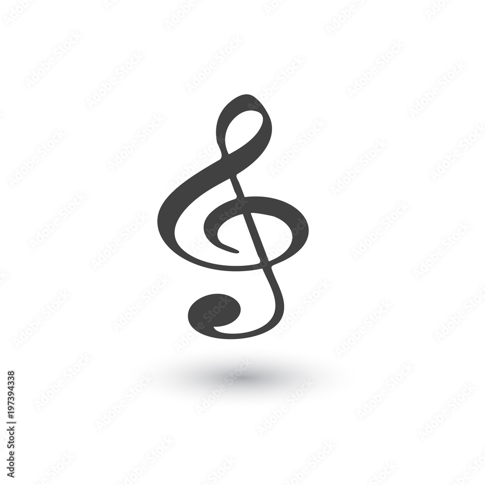 Simple treble clef vector icon. Isolated on white background. Simple treble clef vector icon. Isolated on white background.