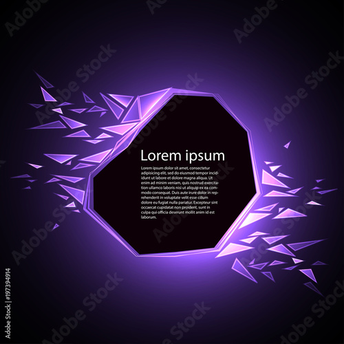 Broken purple crystal text background