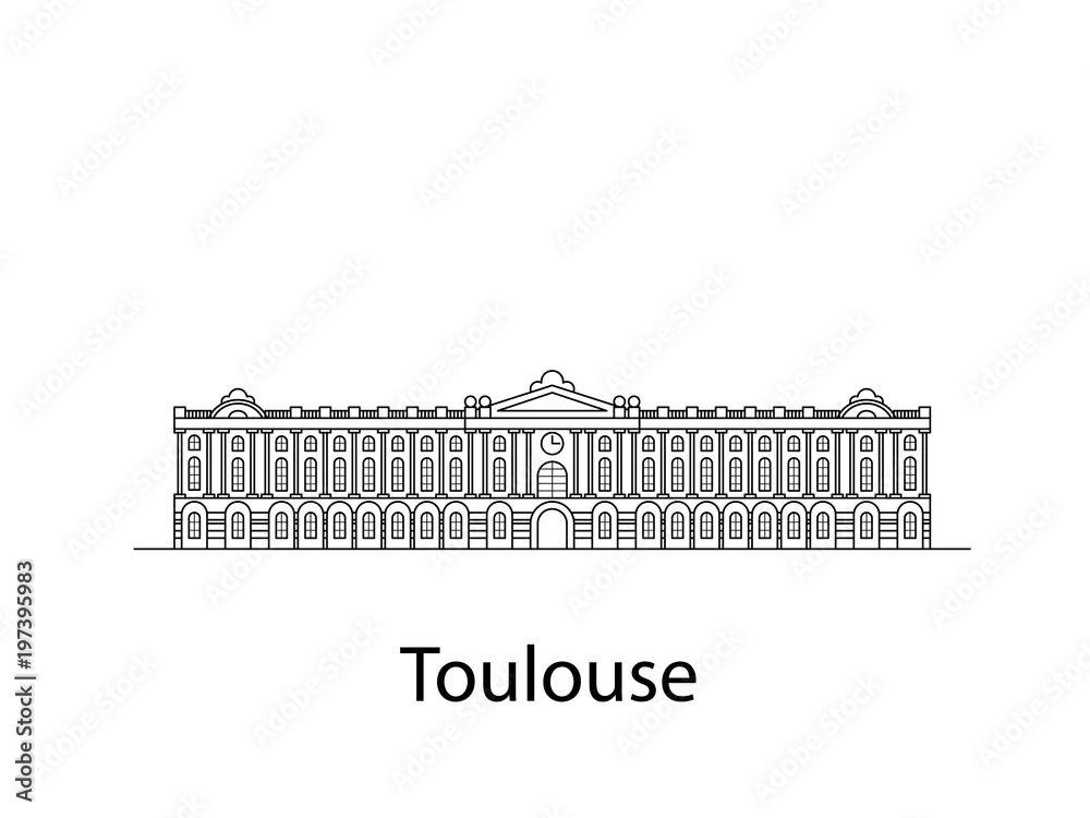 Toulouse is France. City icon in lines. The vector in the flat