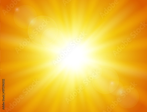 Nature orange background. Shining sun. Vector illustration