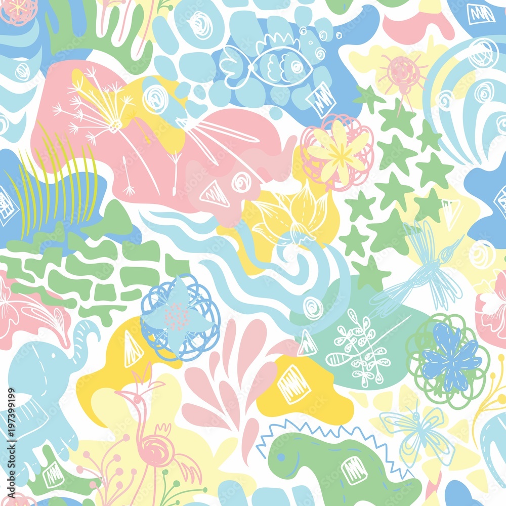 Vector Spring Cheerful Textile Pattern
