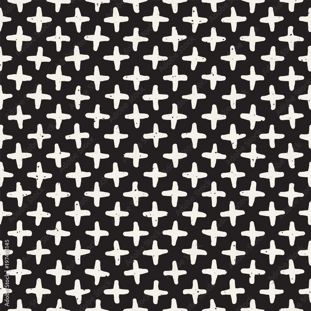 Hand drawn lines seamless grungy pattern. Abstract geometric repeating texture in black and white.