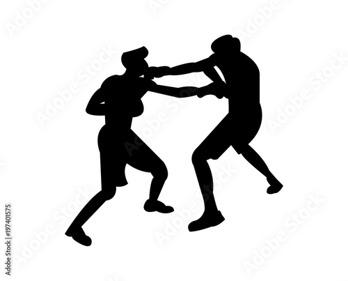 Boxing match silhouette