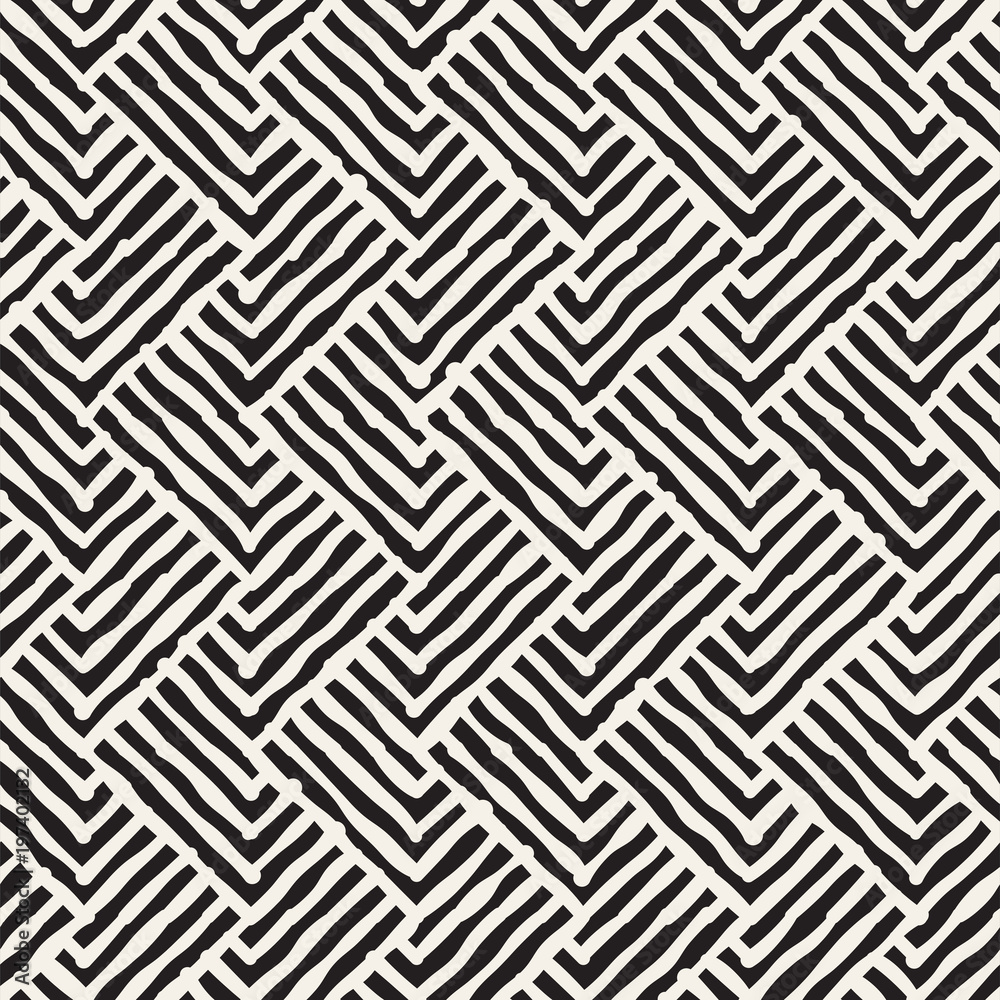 Seamless abstract hand drawn pattern. Vector freehand lines background texture. Ink brush strokes geometric design.