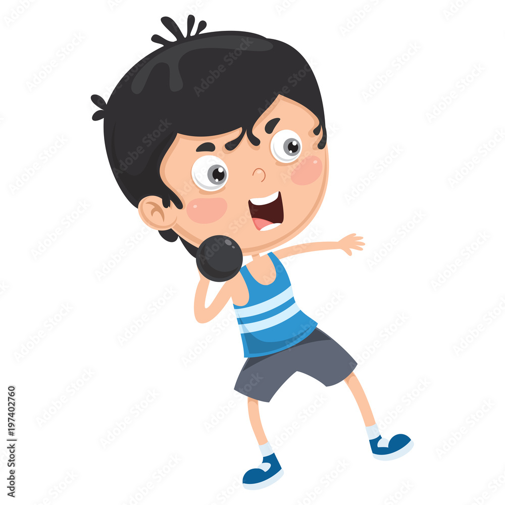 Vector Illustration Of Kid Throwing Shot Vector Illustration Of Kid Throwing Shot