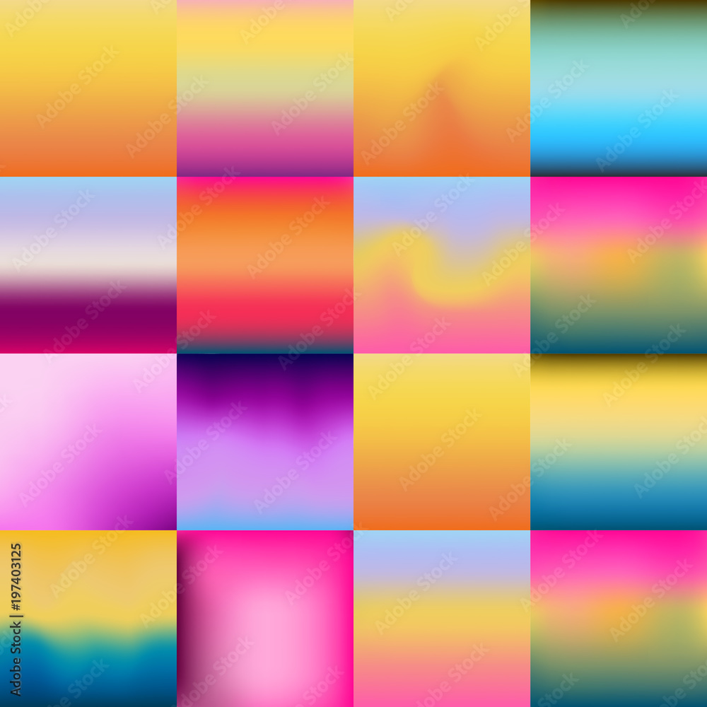 Set of colorful gradient textures. Vector.