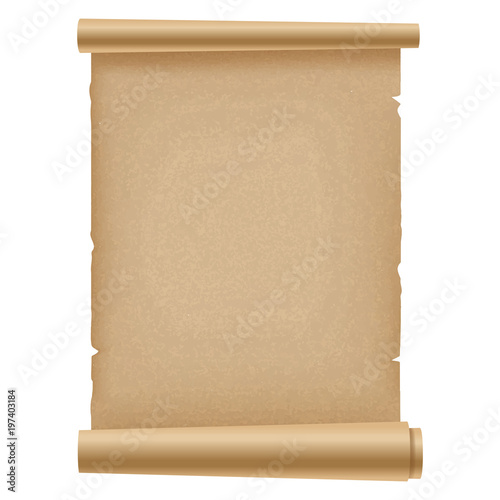 Realistic ancient opened scroll of papyrus . Vector.