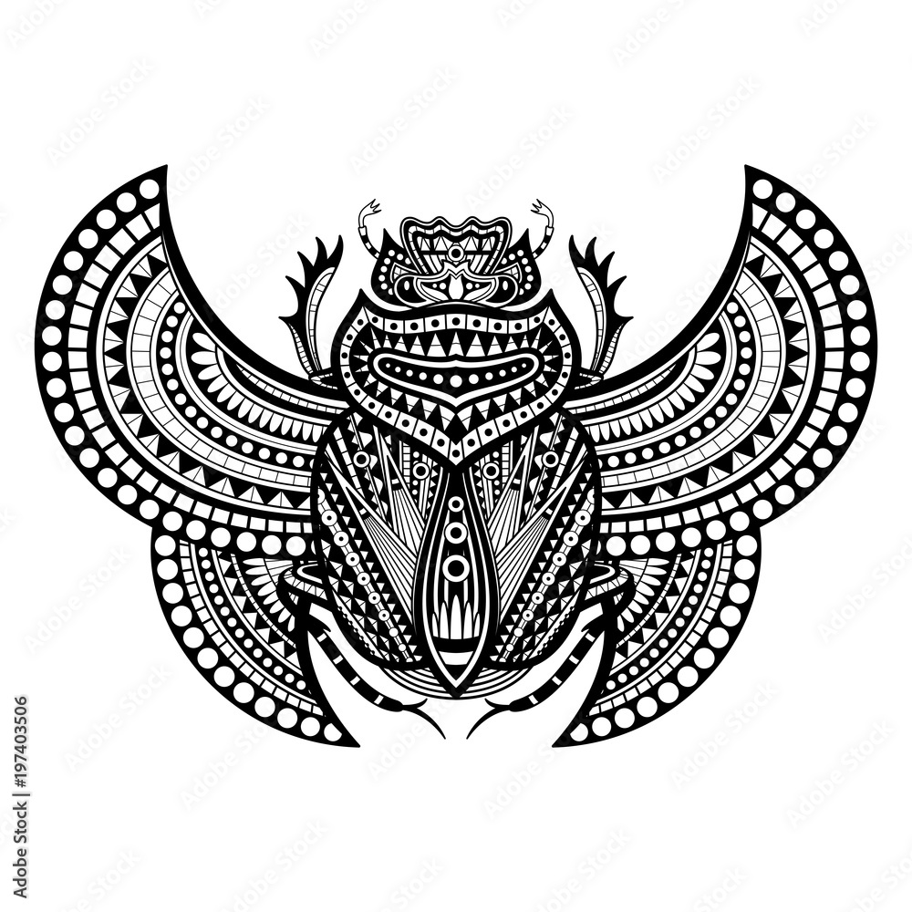 Vector Scarab Beetle In Ink. Vector Scarab Beetle. Ancient Egypt Vector Scarab Beetle In Ink. Vector Scarab Beetle. Ancient Egypt