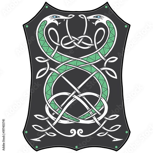 Celtic knot patterns with snakes.