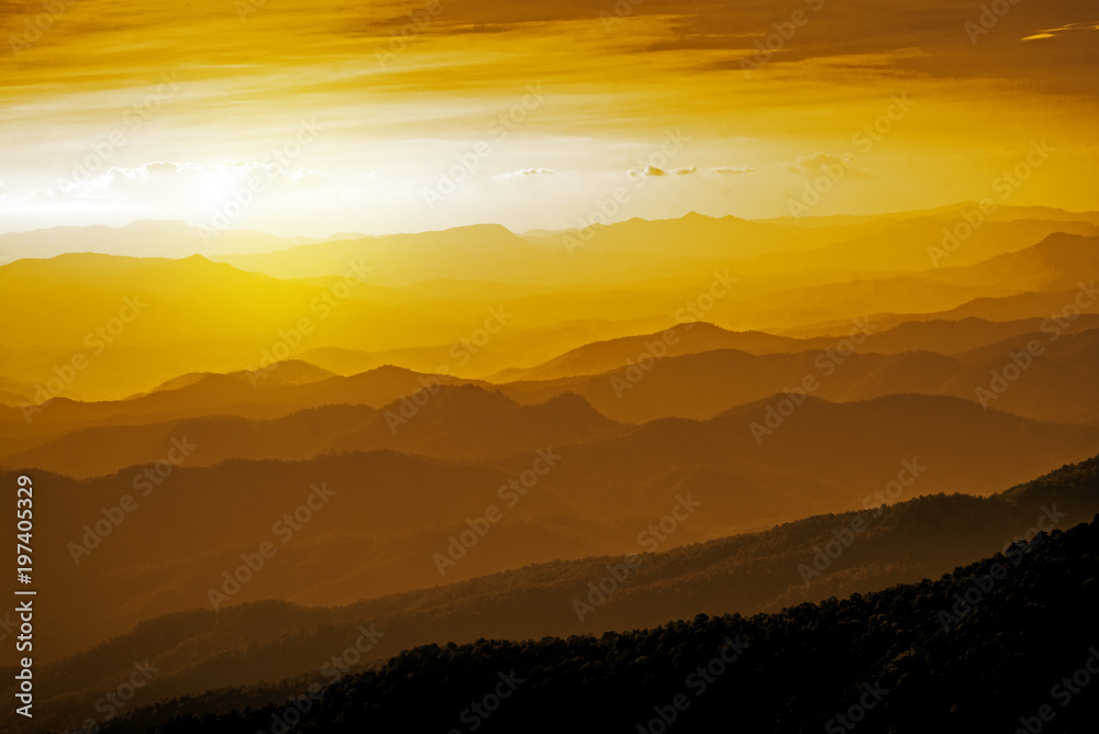 Fototapeta premium Sunset over the mountains layers background