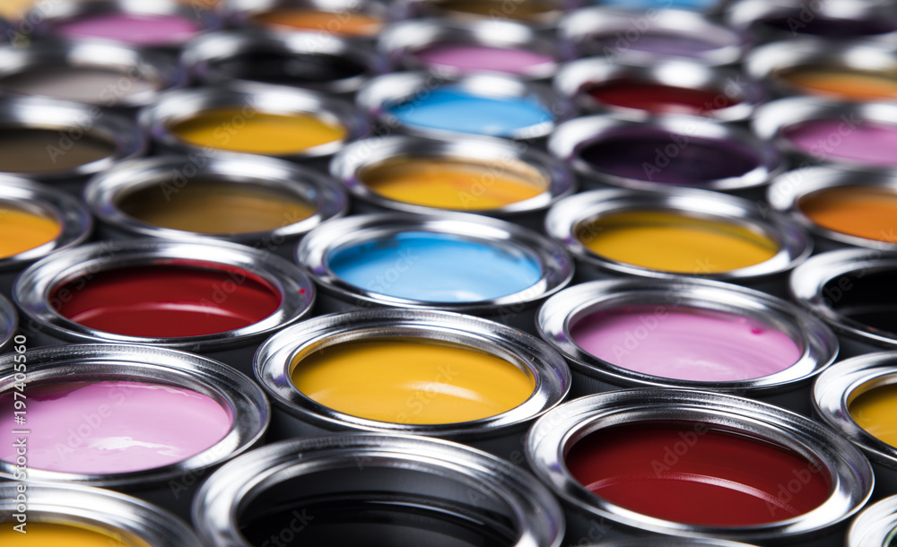 Background from multi color cans of paint Background from multi color cans of paint