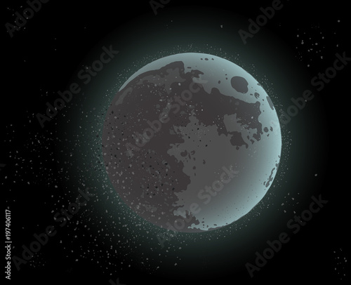 Cosmic design of moonlight and starry space. Vector illustration.