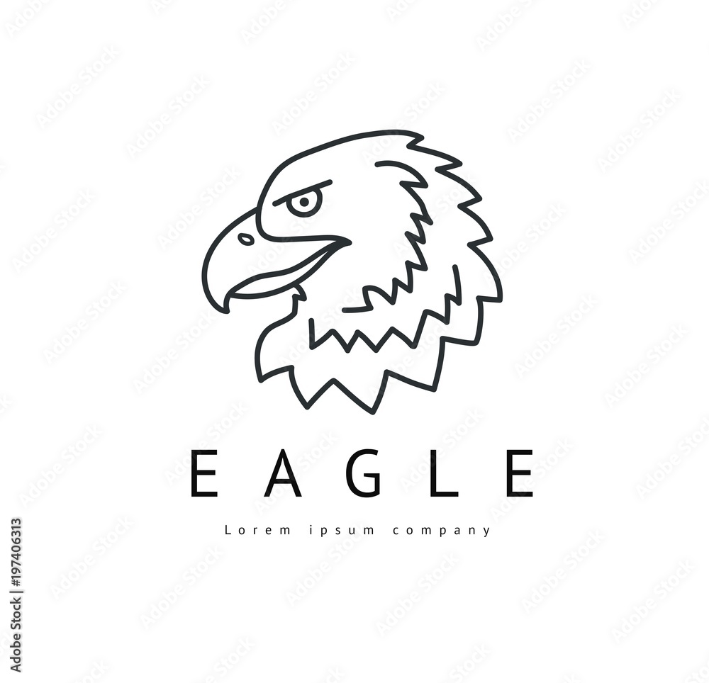 Linear logo of an eagle. Vector line style icon. Eagle illustration. Eps 8. Clean and modern logotype. Luxary emblem.