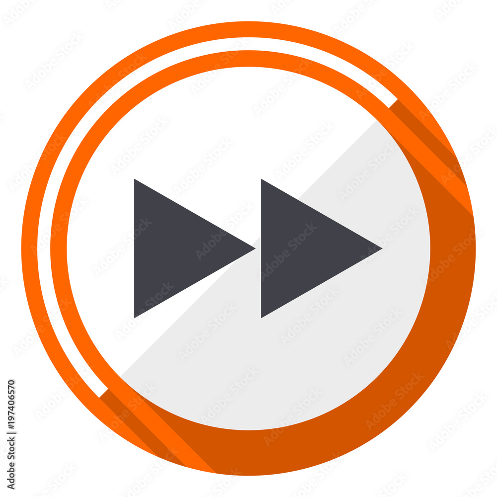 Rewind orange flat design vector web icon Rewind orange flat design vector web icon
