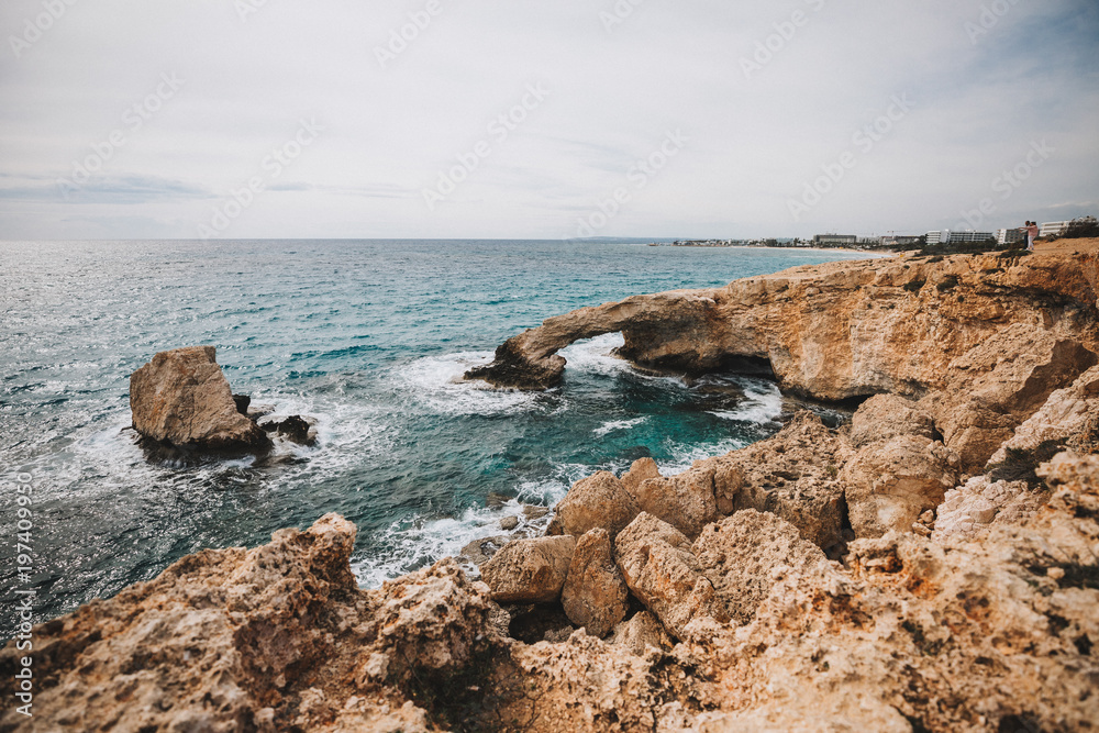 sandy beach coast in the mediterranean sea landscape on Cyprus i