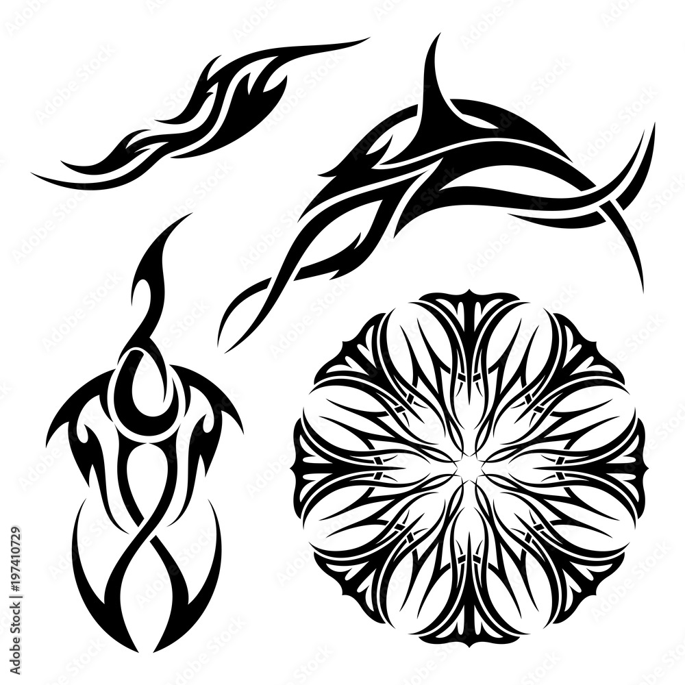 Obraz premium Vector Set of Tribal Tattoo. Patterned design