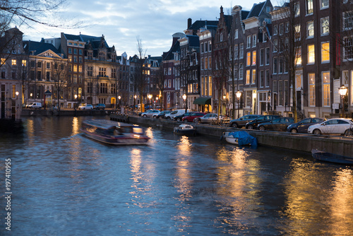 Amsterdam Europe old city centre street canal gracht night scene