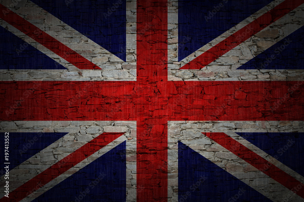 Fototapeta premium britan flag on a brick background