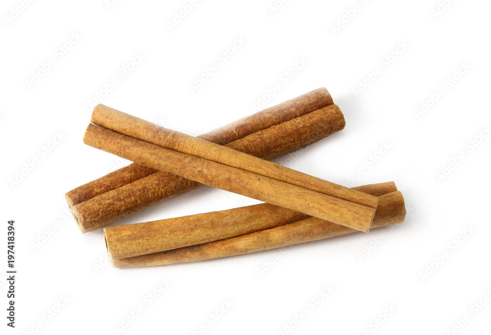 Top view of cinnamon sticks isolated on white. Top view of cinnamon sticks isolated on white.