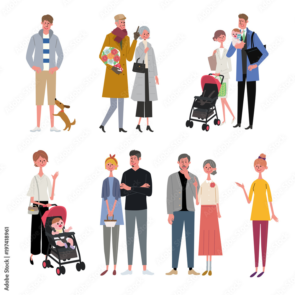 色々な世代の人々 イラスト セット Stock Vector Adobe Stock