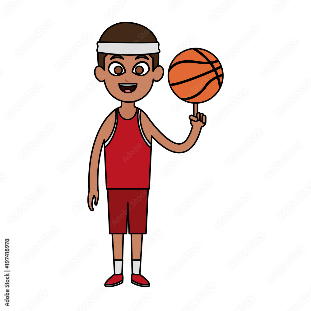 Man basketball player cartoon vector illustration graphic design