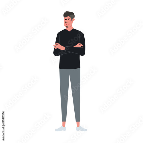 若い　男性　イラスト　笑顔
