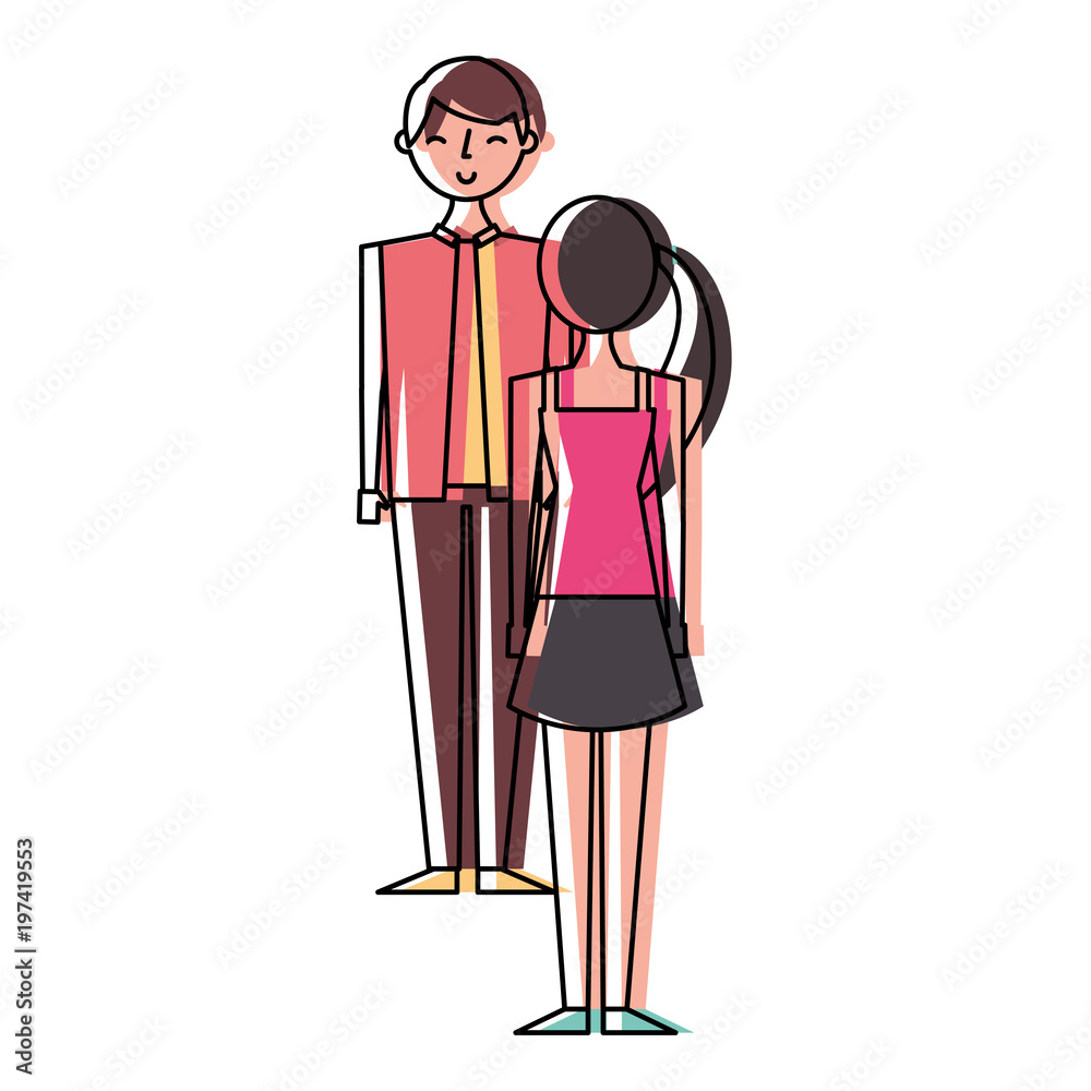 couple standing looking at each other vector illustration couple standing looking at each other vector illustration