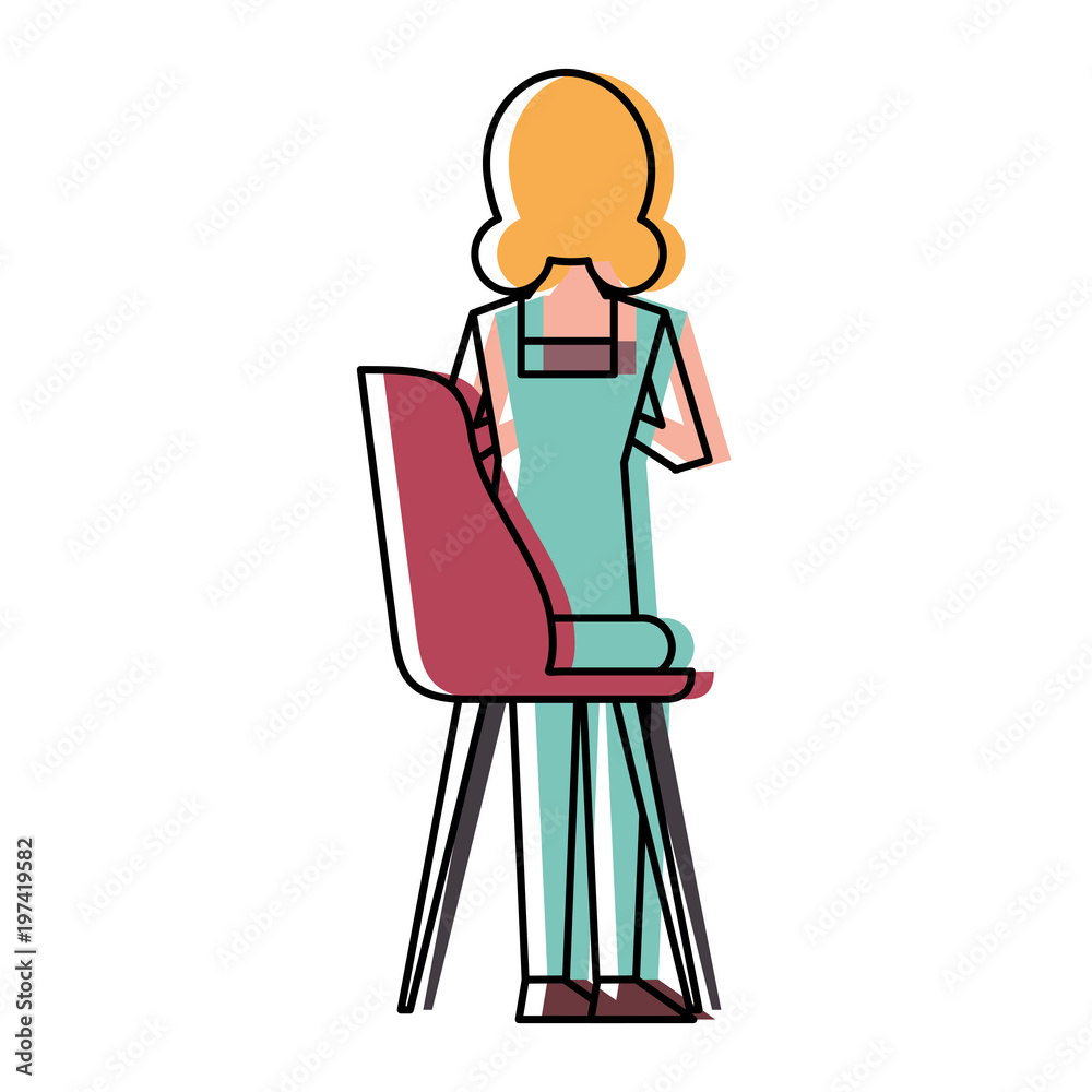 woman sitting in the chair back view vector illustration woman sitting in the chair back view vector illustration