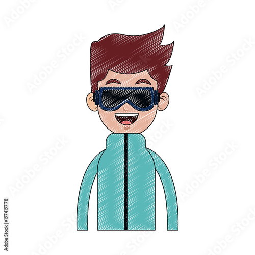 Man with googles cartoon icon vector illustration graphic design