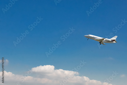 Aviation background, flight of airplane and ground control radar at the airport © DarwelShots