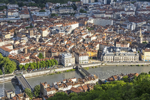 Aerial view of Grenoble old town, France