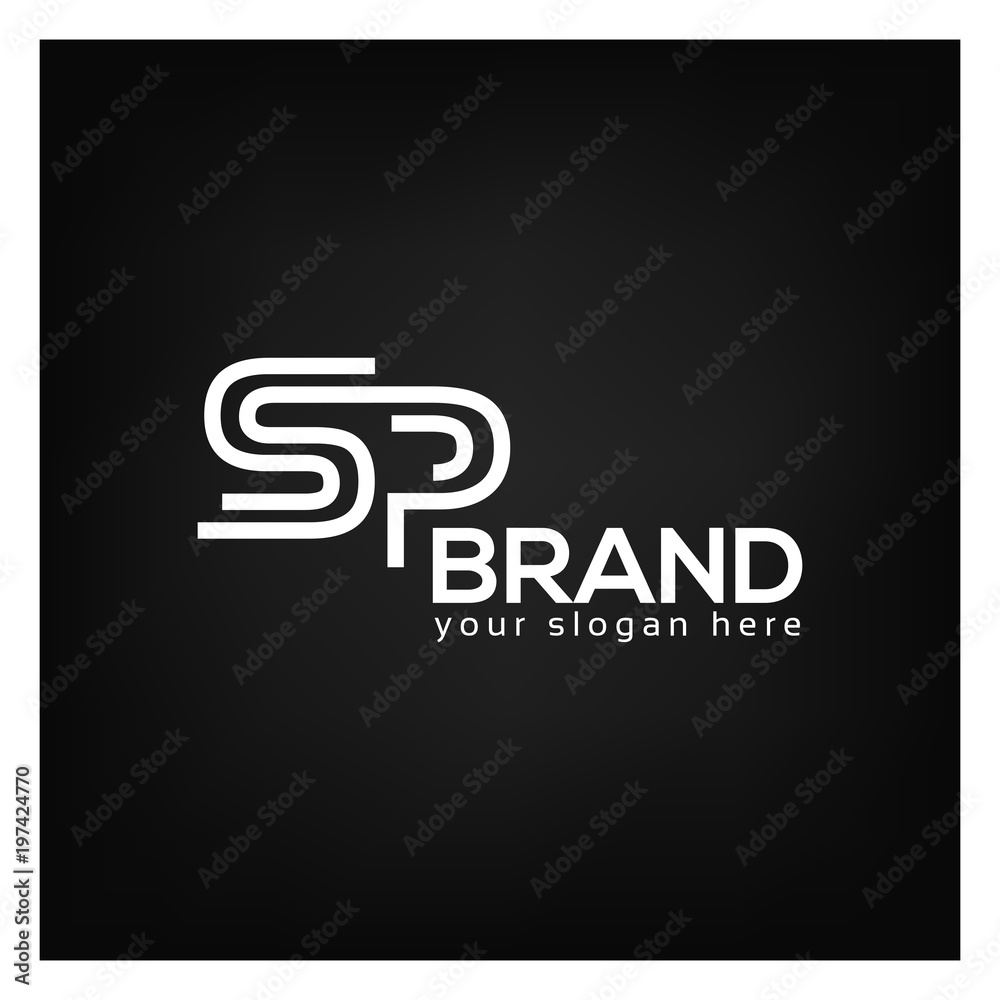 Letter SP on Black Background. Logo Design Template. Flat design. Letter SP Letter SP on Black Background. Logo Design Template. Flat design. Letter SP