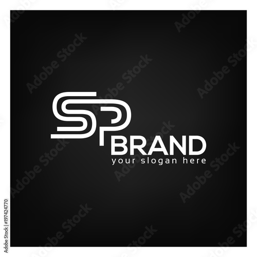 Letter SP on Black Background.  Logo Design Template. Flat design. Letter SP