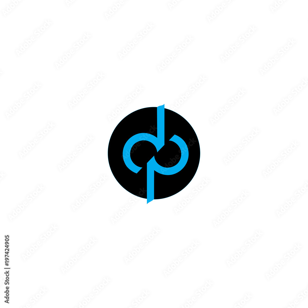 art of blue letter dp in a black circle logo vector art of blue letter dp in a black circle logo vector