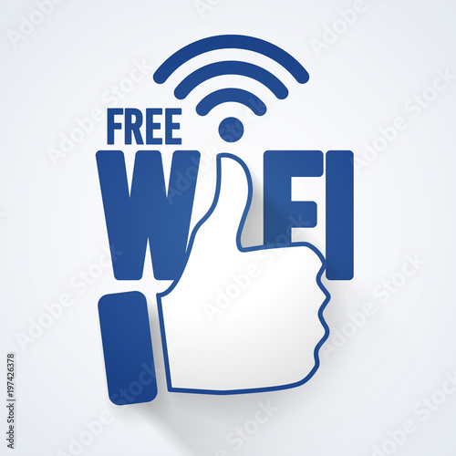Vector illustration free wifi icon symbol sign concept with thumbs up
