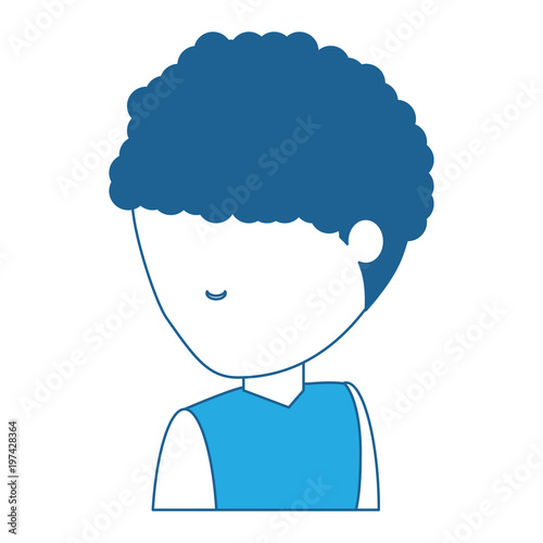 avatar man with afro hairstyle icon over white background, blue shading design. vector illustration