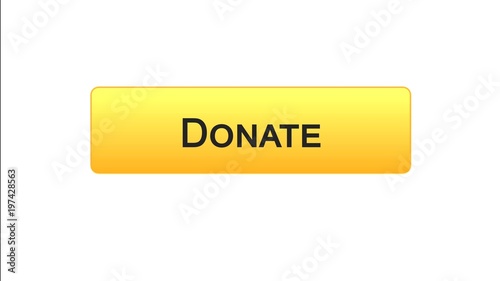 Donate web interface button orange color, social support, fundraising online