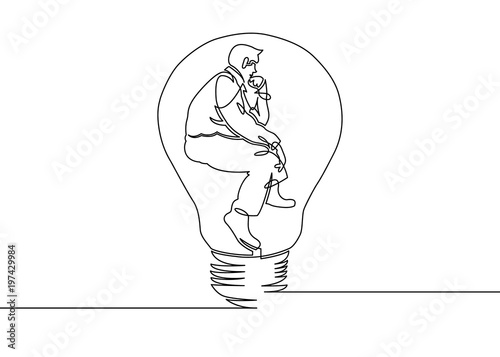 Continuous one drawn  businessman manager