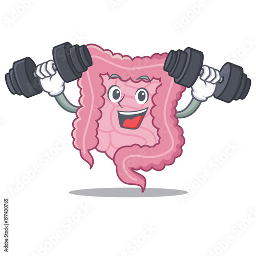 Fitness intestine character cartoon style